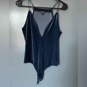 Express Blue Velvet Bodysuit